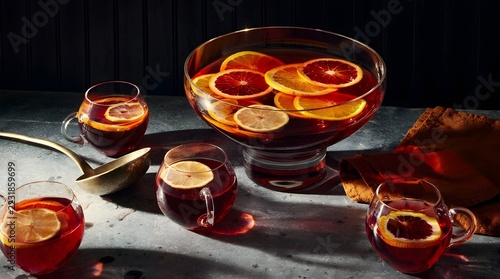 Orange Fruit Punch Bowl for a Halloween Party