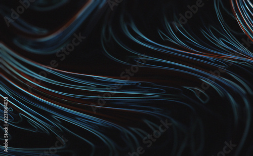 Abstract Dark Grainy Background With Flowing Blue Lines