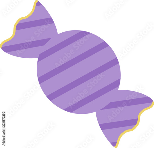 紫色のストライプ柄の包み紙キャンディーイラスト / Purple striped wrapped candy illustration