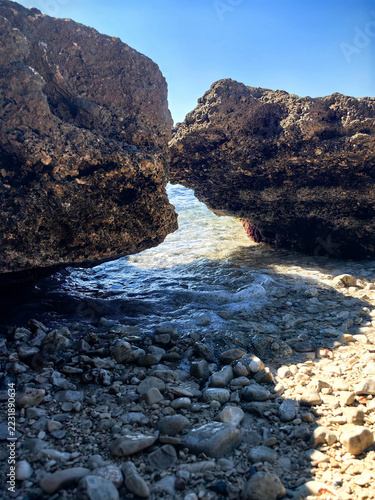 Sticker rocks and sea