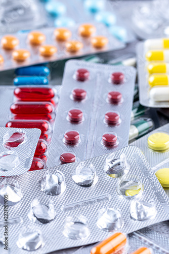 Variety of medicines and drugs.Medicine and healthcare conceptPill for the prescription and treatment various diseases chemistry