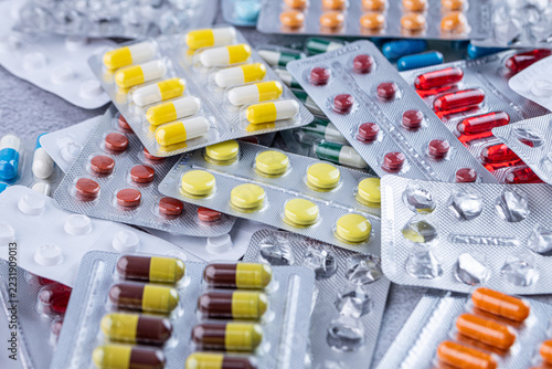 Variety of medicines and drugs.Medicine and healthcare conceptPill for the prescription and treatment various diseases chemistry