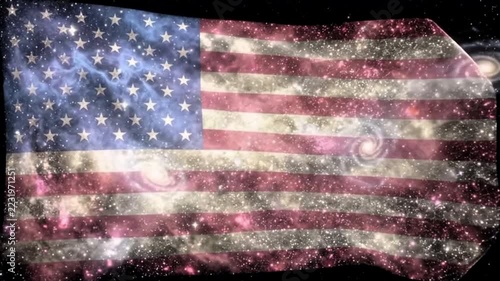 A pattern of stars forms the American flag against a black background,