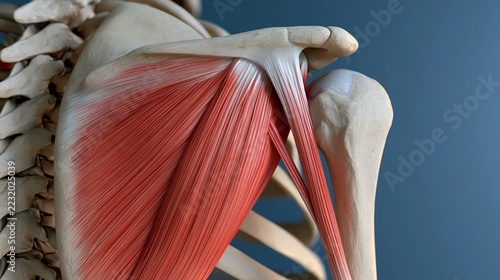 Anatomie détaillée du muscle infra-épineux et de l'articulation de l'épaule humaine