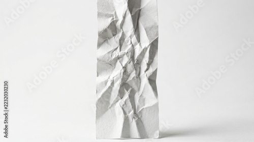 Crumpled White Paper Strip Texture Vertical Minimal Background