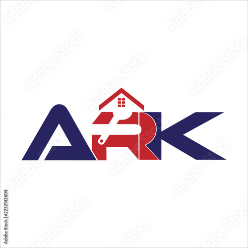 home improvement logo design, initial letter ARK, house repair tools icon