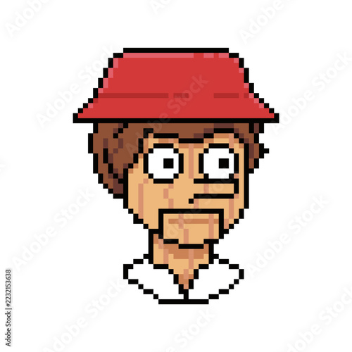 wooden retro puppet boy pixel art