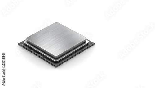 Futuristic Artificial Intelligence Microprocessor Chip Isolated on a White Background