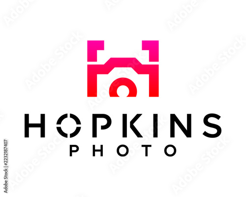 Monogram letter H logo and camera icon.