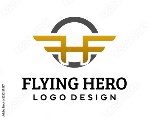 HF monogram letter logo and wings icon.

