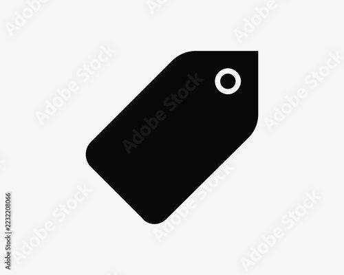 Price tag vector icon in black solid style with hole representing sale discount label shopping and retail product tag