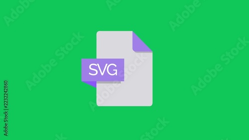 SVG File Format Icon Animation with Digital Document and Image Extension Concept. Green background.