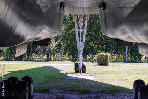 View of an aircraft landing gear strut.