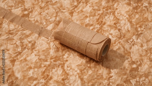 A roll of toilet paper sitting on top of a piece of paper, great for any context where a simple, humorous or ironic touch is needed