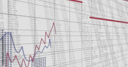 Displaying red and blue time series traces over tabular spreadsheet on digital report, with heatmap
