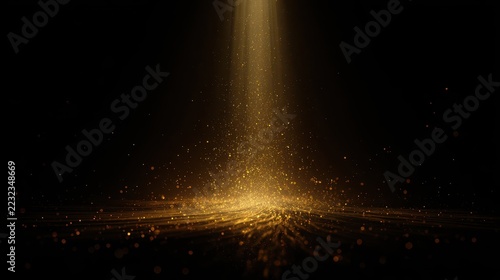 Divine Golden Light Beam Illuminating Sparkling Particles Symbolizing Spiritual Awakening Faith and Connection with Higher Power