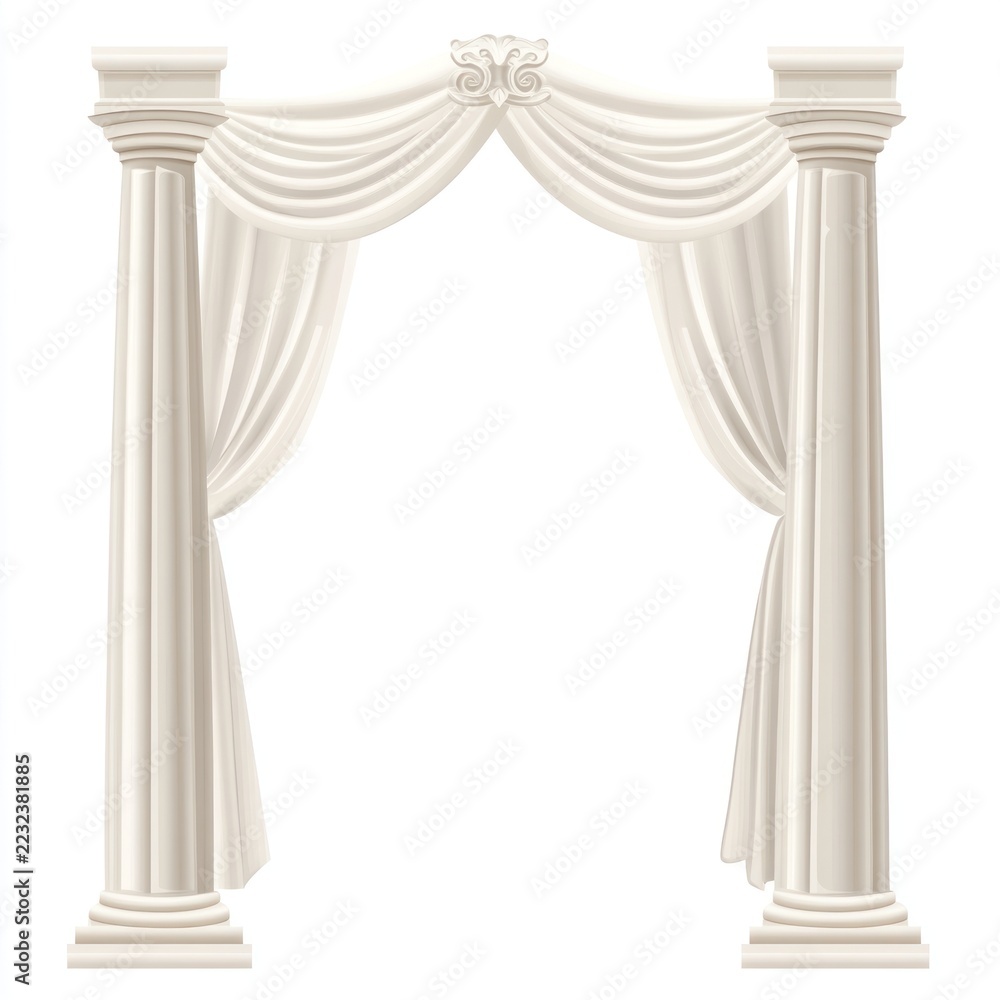 Fototapeta premium Wedding arch curtains architecture columns.
