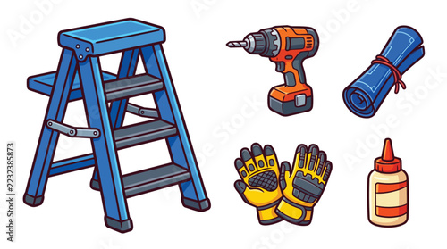 Hand Tools and Safety Gear Set for Construction and Diy Projects