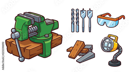 Hand Tools and Workshop Equipment Set for Crafting and Diy Projects
