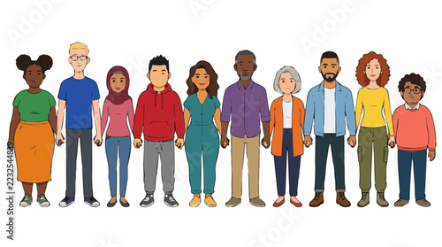 Diverse People Holding Hands in Solidarity and Community Unity Vector Set
