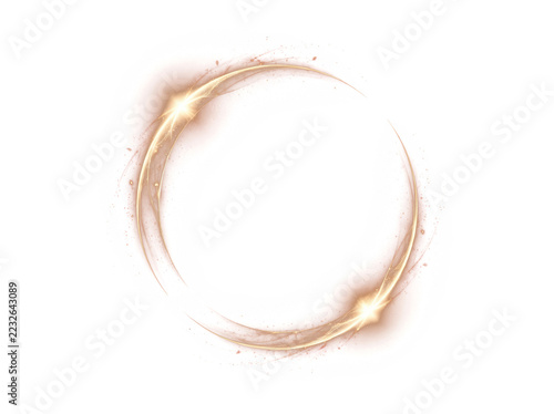 Elegant golden light ring with a smooth glowing circular trail, isolated luminous circle effect for luxury overlay and creative design