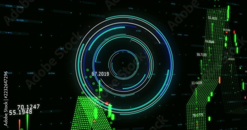Displaying concentric HUD on dark panel, showing 67