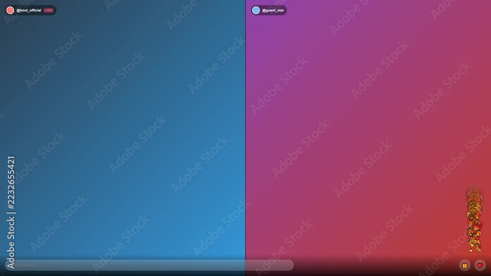 Split-Screen Overlay Template for Two-User Live Streaming Stock Video ...