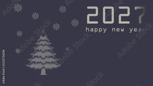Happy New Year 2027 with Snowflakes and Christmas Tree