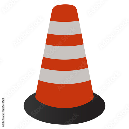 Orange traffic safety cone with white stripes