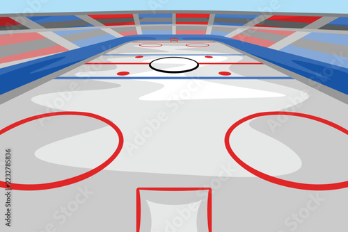 Photography Ice Hockey Arena Rink Colorful Bright White Red Blue Stylized Vector