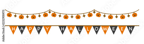 Spooky Halloween garland banner with bunting flags for autumn party decoration