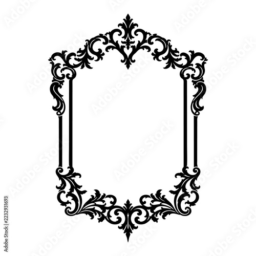 Fotografie Vintage Baroque Ornamental Rectangular Crest Frame Vector Graphic for Dark Aesth