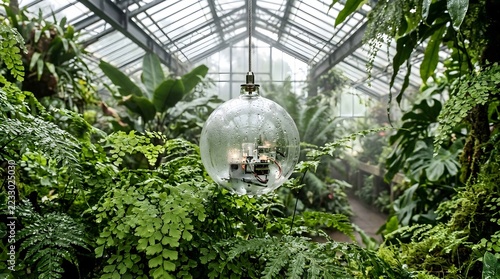 Modern Glass Dome Greenhouse Interior Lighting.