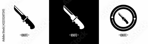 Knife logo set. Collection of black and white logos. Stock vector..