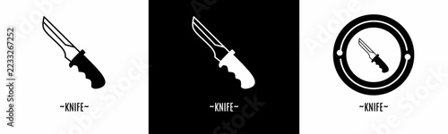 Knife logo set. Collection of black and white logos. Stock vector..