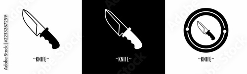 Knife logo set. Collection of black and white logos. Stock vector..