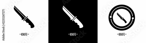 Knife logo set. Collection of black and white logos. Stock vector..
