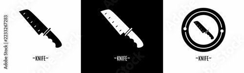 Knife logo set. Collection of black and white logos. Stock vector..