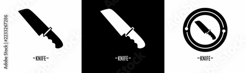 Knife logo set. Collection of black and white logos. Stock vector..