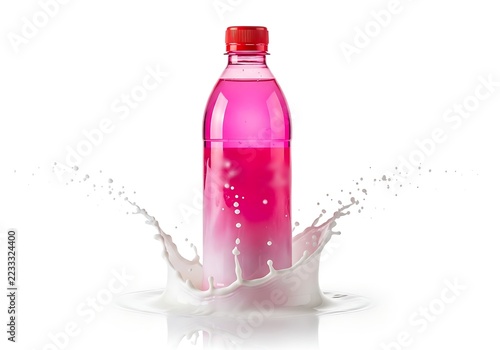 Pink drink bottle with water splash