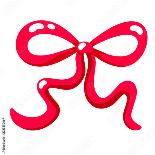 Cute Red Christmas Ribbon Bow with Flowing Tails