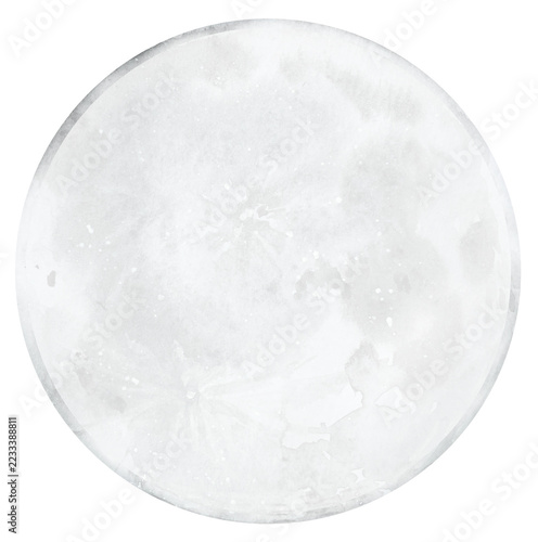 Hand painted watercolor dark new moon phase with subtle lunar craters and a faint rim on a black background