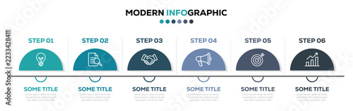 Obraz na plátně Timeline infographic template with six stages and horizontal process diagram