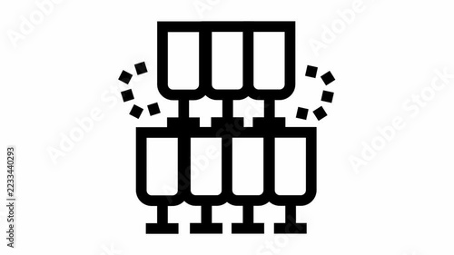 New year stack of champagne glasses icon - new year symbol motion design.