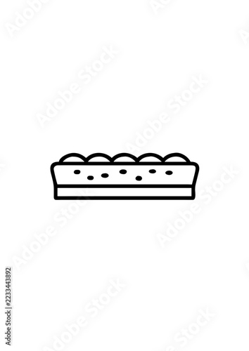 Seedling tray with small sprouts in simple line art style