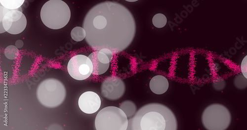 DNA strand and bokeh lights image on dark background