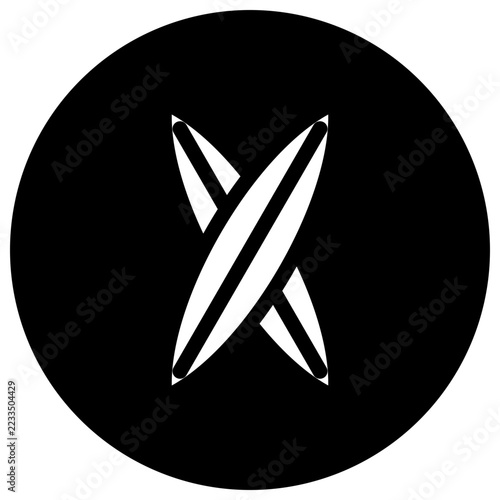 Canvas Print A set of 10 round black and white surf icons