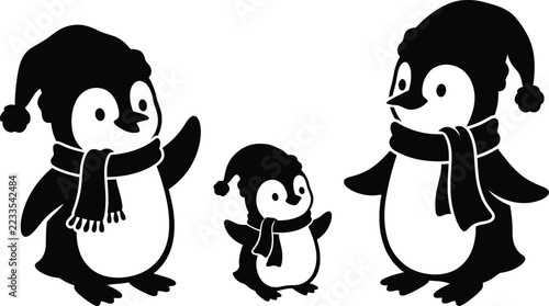 Cute winter penguins