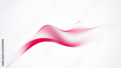 Abstract red dotted wave motion background, digital flowing particles animation, minimalist tech for modern presentations and branding