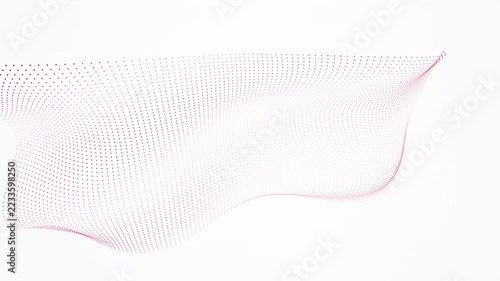 Abstract red dotted wave motion background, digital particle flow animation, minimalist tech data stream, smooth fluid geometric pattern